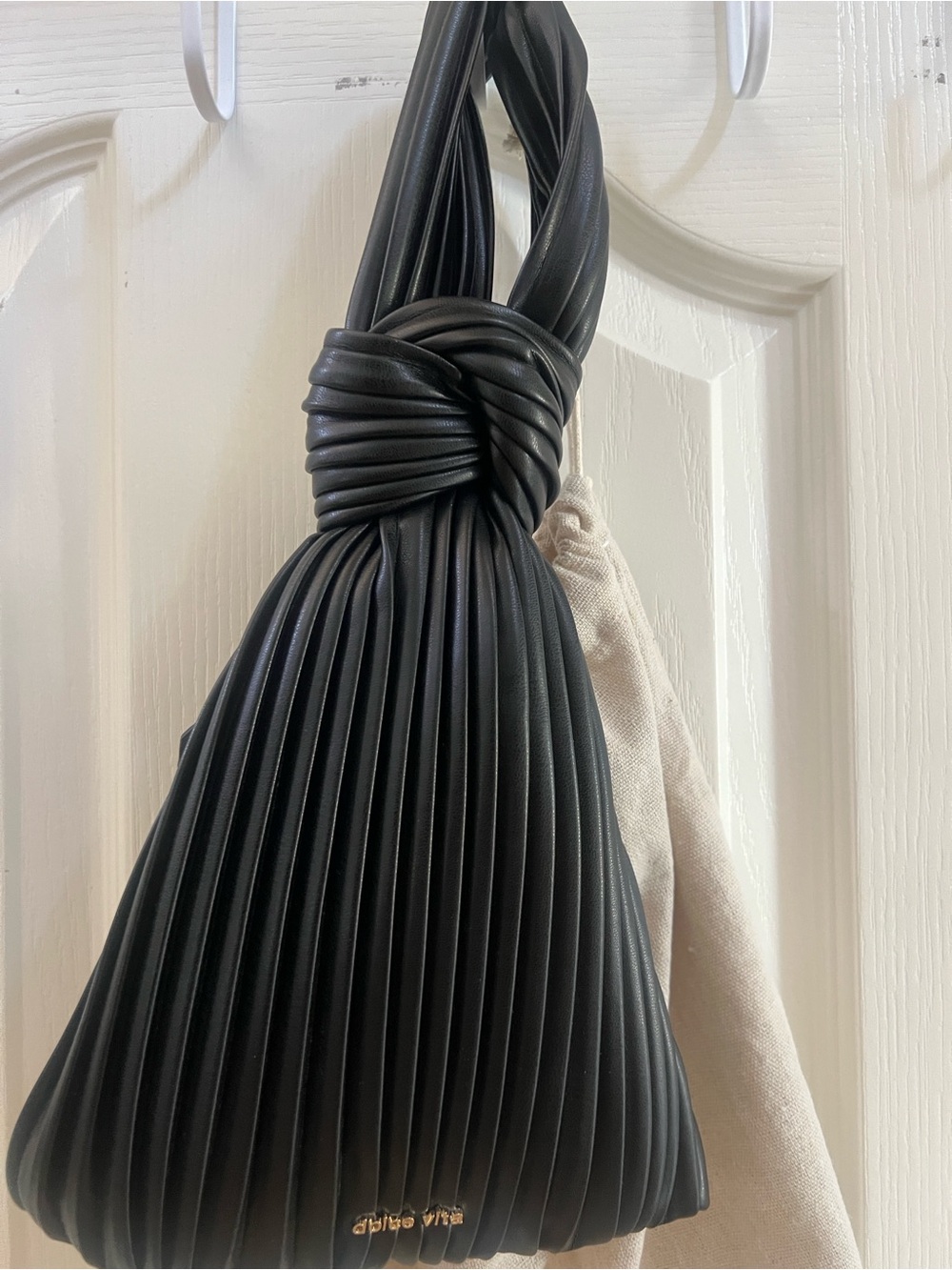 Dolce Vita Black Pleated Knot-Handle Mini Bag